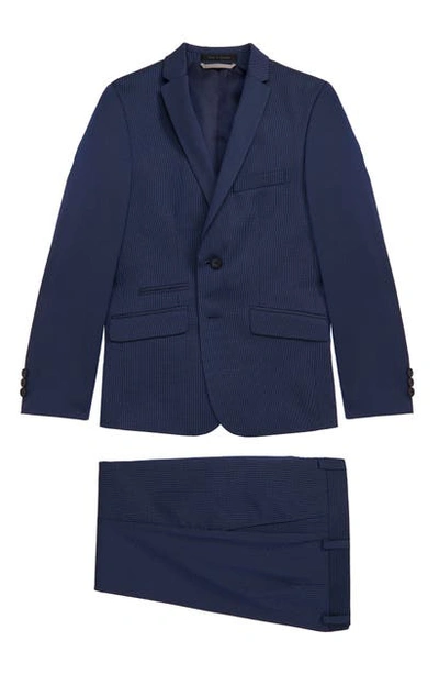 Shop Andrew Marc Stripe Suit (big Boy) In Blue Thin Stripe