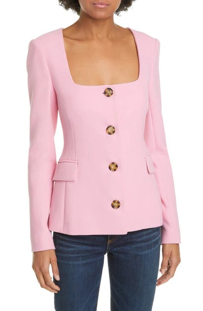 Shop Veronica Beard Ria Square Neck Jacket In Pink