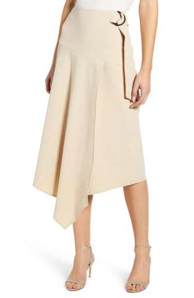 Shop Vince Camuto Belted Asymmetrical Skirt In Light Stone