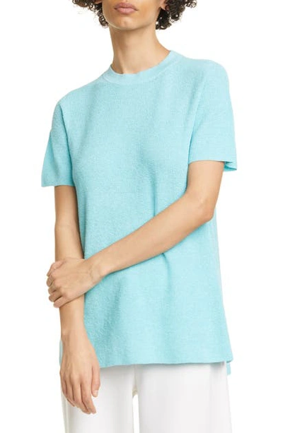 Shop Eileen Fisher Short Sleeve Organic Linen Blend Tunic Sweater In Scarab