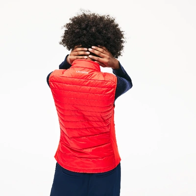Shop Lacoste Women's Sport Water-resistant Quilted Technical Golf Vest In Red,navy Blue