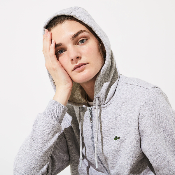 lacoste zip hoodie grey
