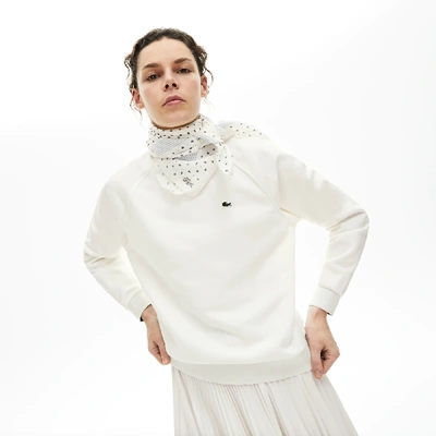 Shop Lacoste Women's Classic Crewneck Fleece Sweatshirt In White,green