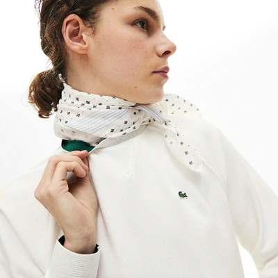 Shop Lacoste Women's Classic Crewneck Fleece Sweatshirt In White,green