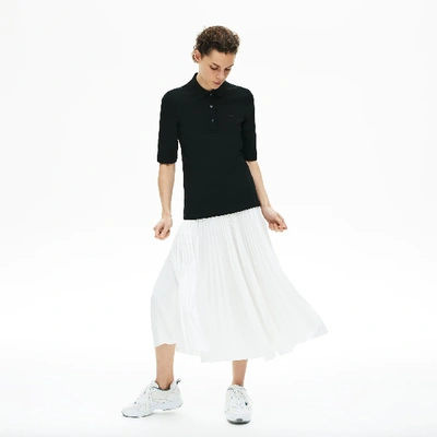 Shop Lacoste Women's Slim Fit Supple Cotton Polo - 32 In Black