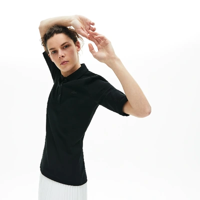 Shop Lacoste Women's Slim Fit Supple Cotton Polo - 32 In Black
