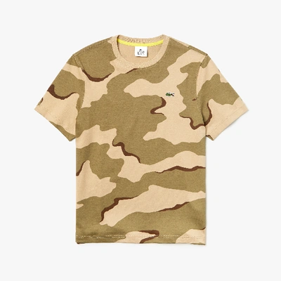 Shop Lacoste Men's Camouflage-print Cotton T-shirt In Beige / White