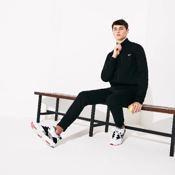 mens black lacoste tracksuit