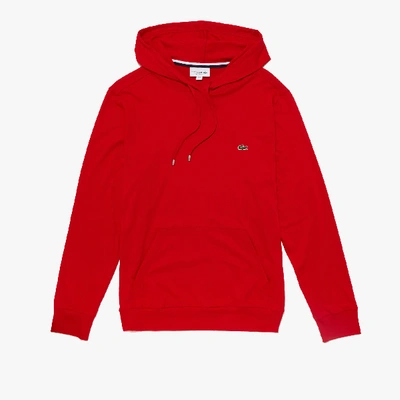 Shop Lacoste Men's Cotton Jersey Hooded T-shirt - Xl - 6 In Red