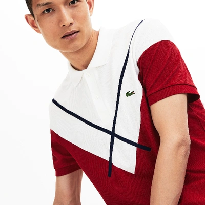 Shop Lacoste Men's Made In France Jacquard Cotton Piqué Polo Shirt In White,khaki Green,navy Blue