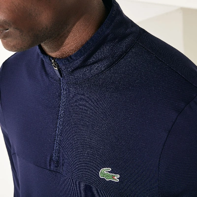 Shop Lacoste Men's Sport Stretch Half Zip Sweatshirt - S - 3 In Blue