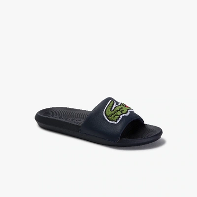 Shop Lacoste Men's Croco Synthetic And Pu Slides - 9 In Blue