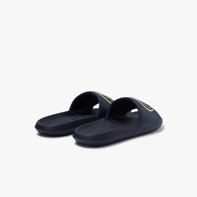 Shop Lacoste Men's Croco Synthetic And Pu Slides - 9 In Blue