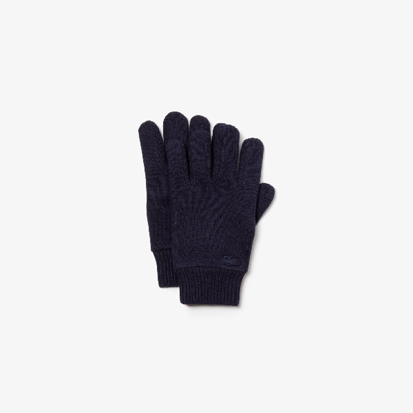 navy knit gloves