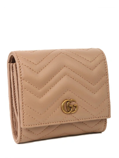 Shop Gucci Quilted Marmont Wallet In Pink