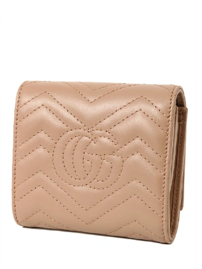 Shop Gucci Quilted Marmont Wallet In Pink