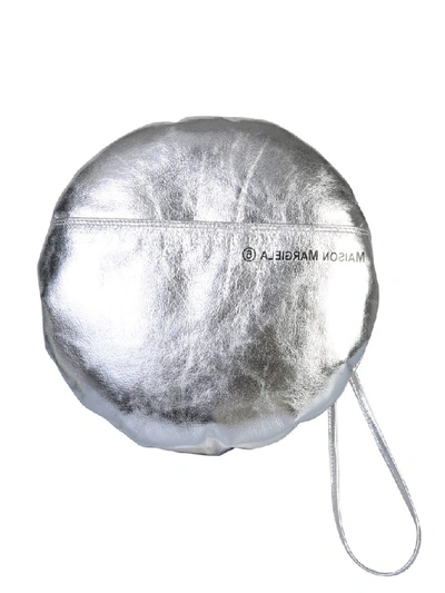 Shop Mm6 Maison Margiela Logo Printed Clutch Bag In Silver