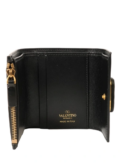 Shop Valentino Logo Plaque Bifold Wallet In Black