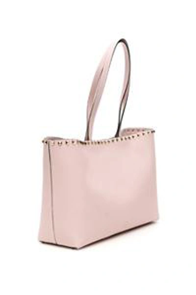 Shop Valentino Garavani Rockstud Logo Tote Bag In Pink