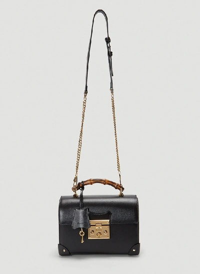 Shop Gucci Padlock Small Bamboo Shoulder Bag In Black