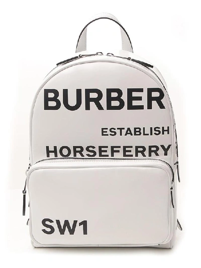 Shop Burberry Logo Horseferry Print Backpack In White