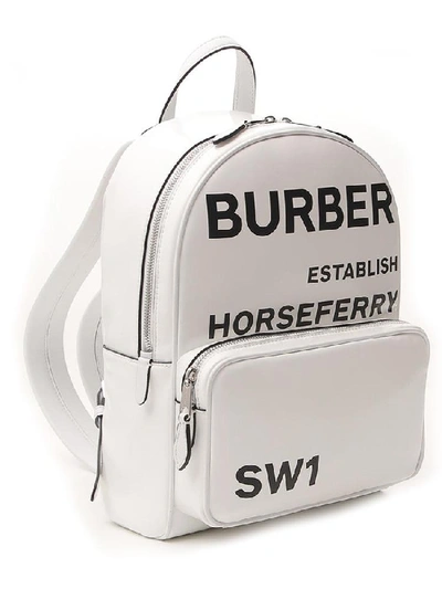 Shop Burberry Logo Horseferry Print Backpack In White