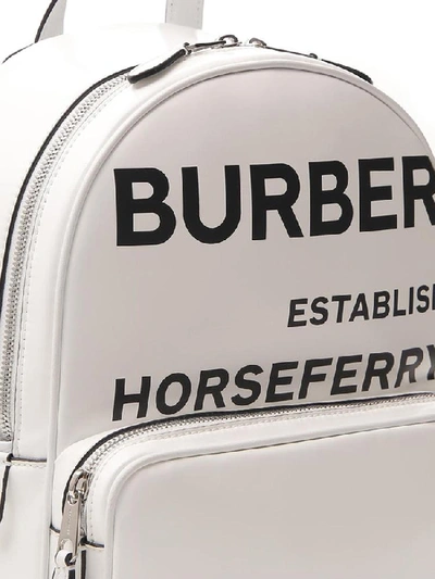 Shop Burberry Logo Horseferry Print Backpack In White