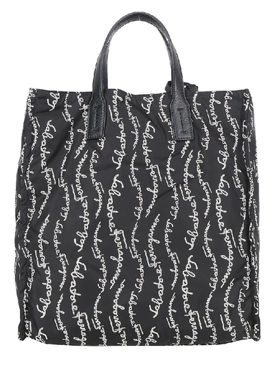 Shop Ferragamo Salvatore  All Over Logo Tote Bag In Black