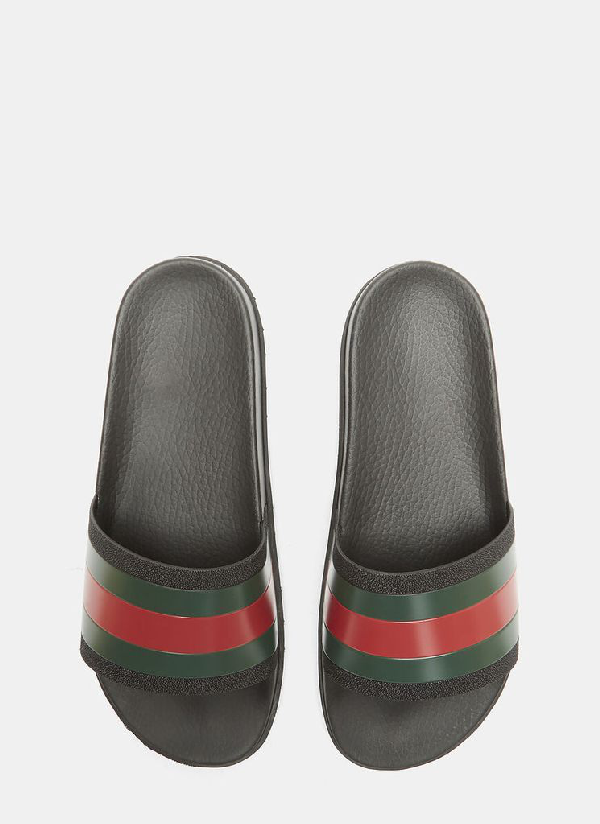 gucci striped rubber slides