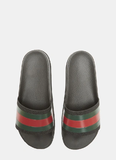 Shop Gucci Colour Block Stripe Slides In Black