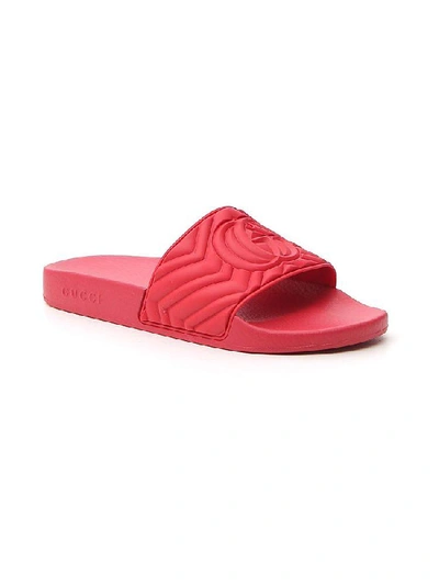 Shop Gucci Gg Matelassé Slides In Red