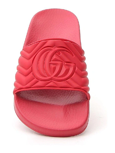 Shop Gucci Gg Matelassé Slides In Red