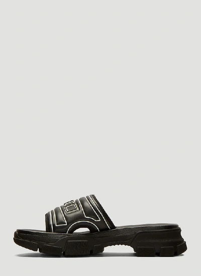 Shop Gucci Chunky Logo Slides In Black