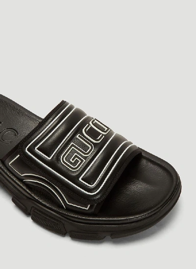 Shop Gucci Chunky Logo Slides In Black