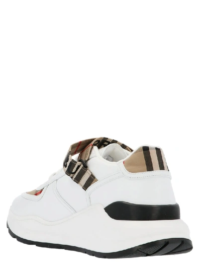 Shop Burberry Logo Strap Sneakers In White