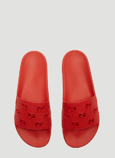 Shop Gucci Gg Logo Slides In Red