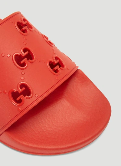 Shop Gucci Gg Logo Slides In Red