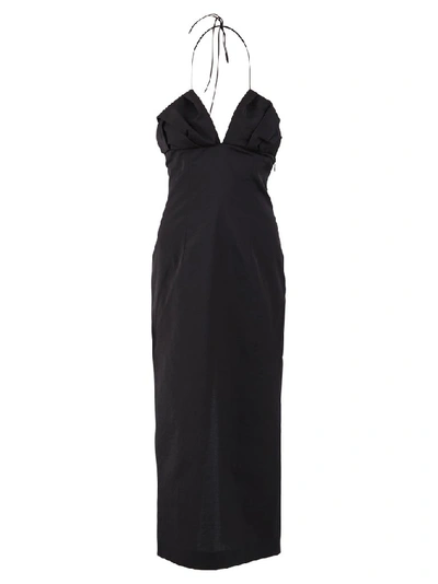 Shop Jacquemus Fitted Halterneck Midi Dress In Black