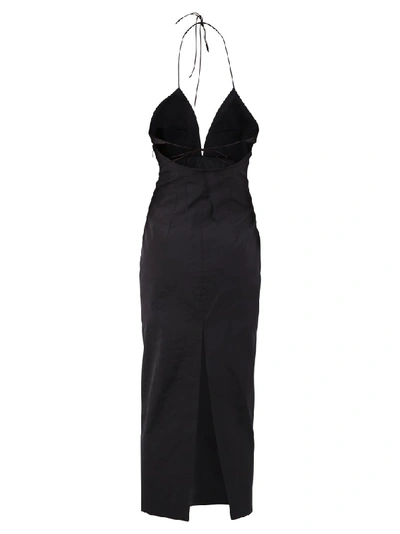 Shop Jacquemus Fitted Halterneck Midi Dress In Black