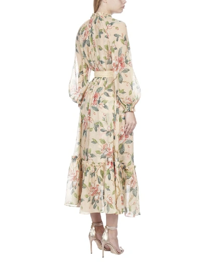 Shop Zimmermann Floral Print Belted Dress In Multi