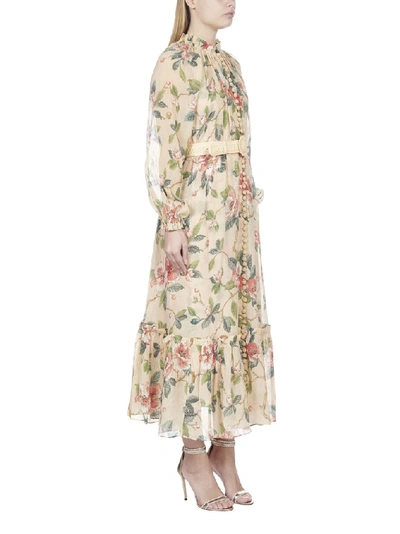 Shop Zimmermann Floral Print Belted Dress In Multi