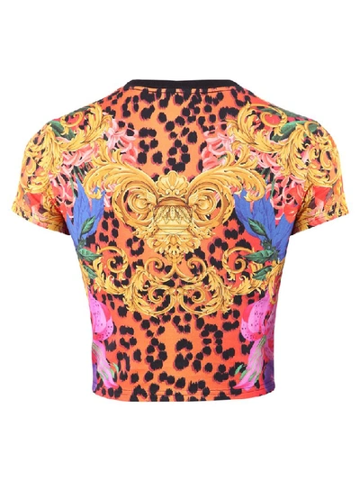 Shop Versace Jeans Couture Cropped Logo Print T In Multi