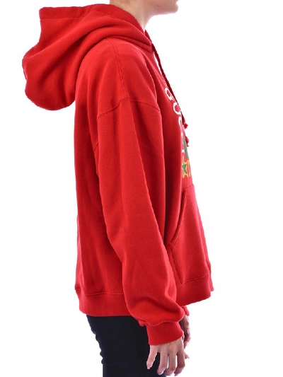 Shop Gucci Logo Hoodie In Red