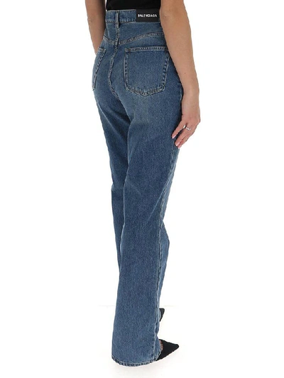 Shop Balenciaga Wide Leg Jeans In Blue