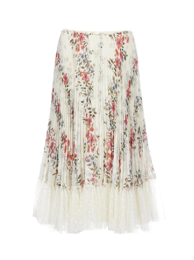 Shop Red Valentino Floral Pleated Skirt In Multi