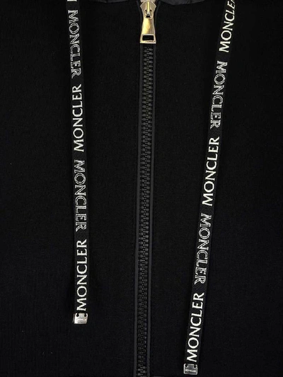 Shop Moncler Zipped Logo Patch Hoodie In Black