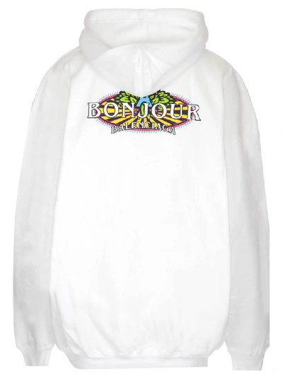 Shop Balenciaga Oversized Logo Hoodie In White