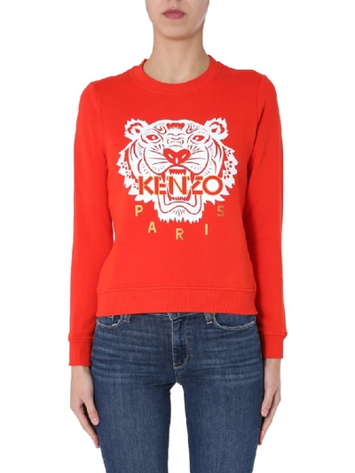 Shop Kenzo Tiger Logo Sweater In Red