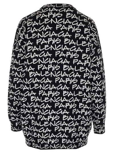 Shop Balenciaga All Over Logo Sweater In Black