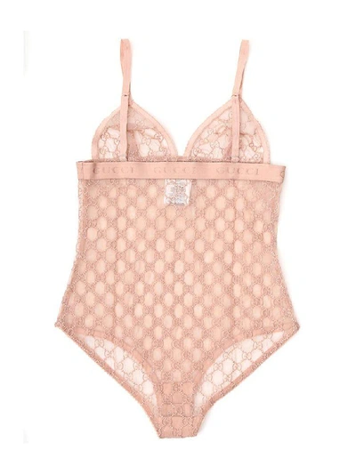 Shop Gucci All Over Gg Logo Bodysuit In Pink